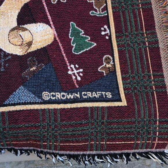 Vintage Crown Craft Dalmatian Puppies Under Christmas Tree Woven Tapestry Throw - Picture 2 of 11